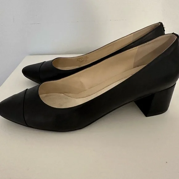 Cole Haan Black Leather Block Heel Pump - Picture 4 of 9